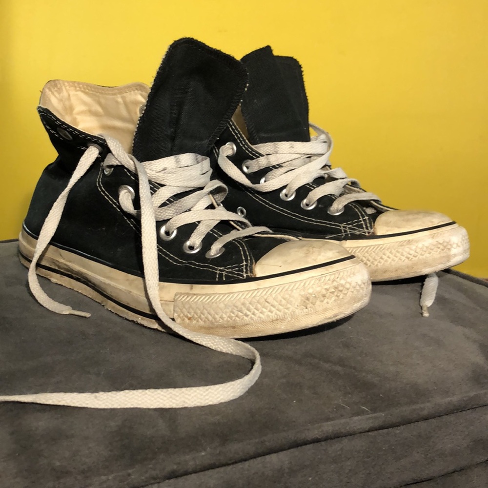 Black converse canvas high tops